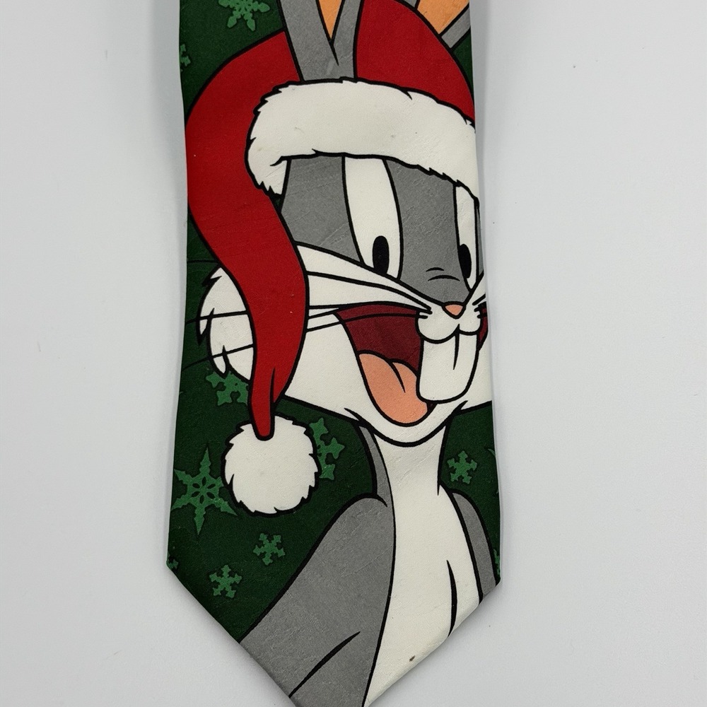 Vintage 1997 Christmas Looney Tunes Bugs Bunny Neck Tie 100% Polyester